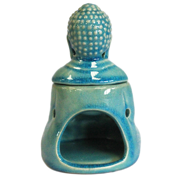 Zittende Boeddha Oliebrander - Blauw