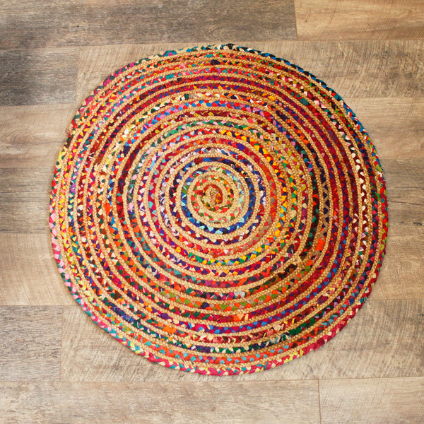Gerecycled jute en katoenen vloerkleed rond - 90 cm