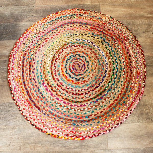 Gerecycled jute en katoenen vloerkleed rond - 120 cm