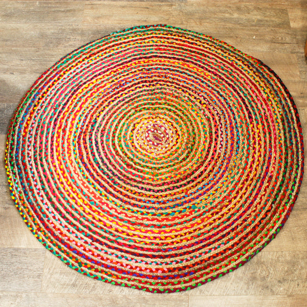 Gerecycled jute en katoenen vloerkleed rond - 150 cm