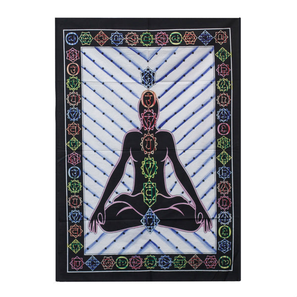 Handgeborsteld Katoen Wanddecoratie - Chakra Boeddha