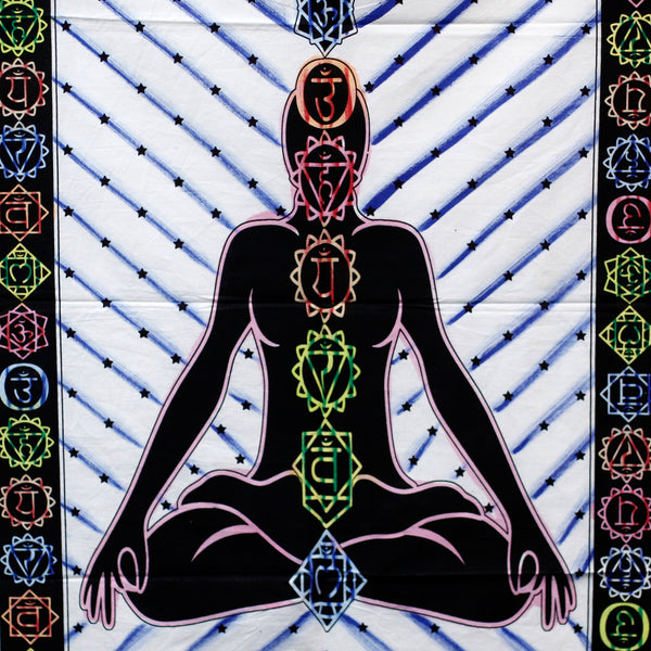 Handgeborsteld Katoen Wanddecoratie - Chakra Boeddha