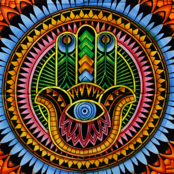 Handgeborsteld Katoen Wanddecoratie - Hamsa