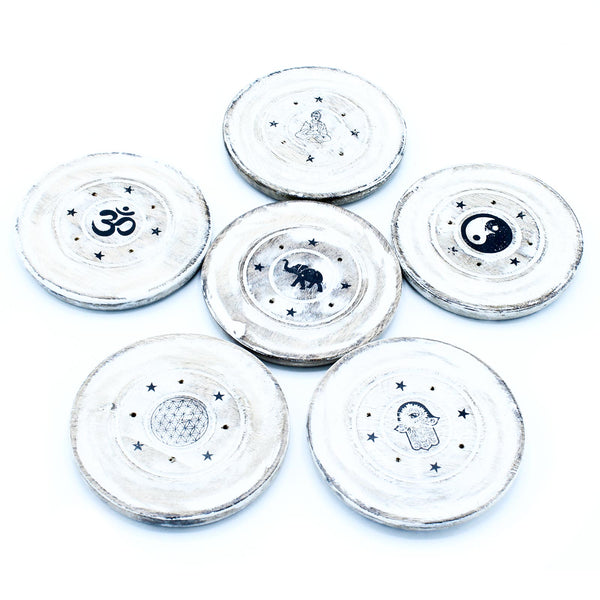 White wash wierookhouder - kegel en wierook schijfjes