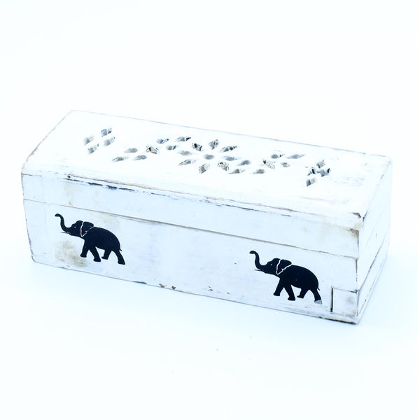 White wash wierookhouder - kegel doosje 15 cm