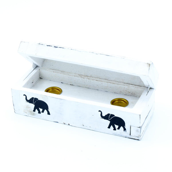 White wash wierookhouder - kegel doosje 15 cm