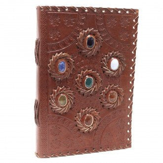 Leren notitieboek Chakra Stenen (22.5x15 cm)