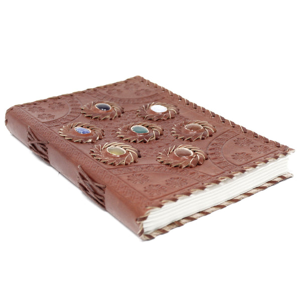 Leren notitieboek Chakra Stenen (22.5x15 cm)