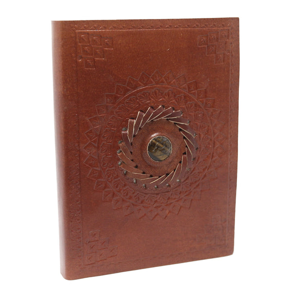 Leren notitieboek Tijgeroog (17x12 cm)