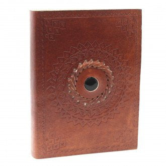 Leren notitieboek Zwart onyx (17x12 cm)