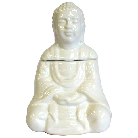 Zittende Boeddha Oliebrander - Wit