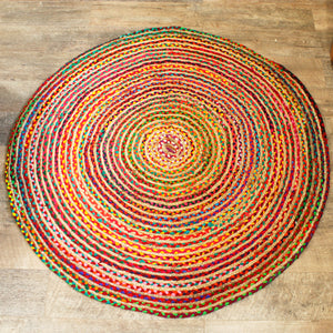 Runder Teppich aus Jute und recycelter Baumwolle - 150 cm