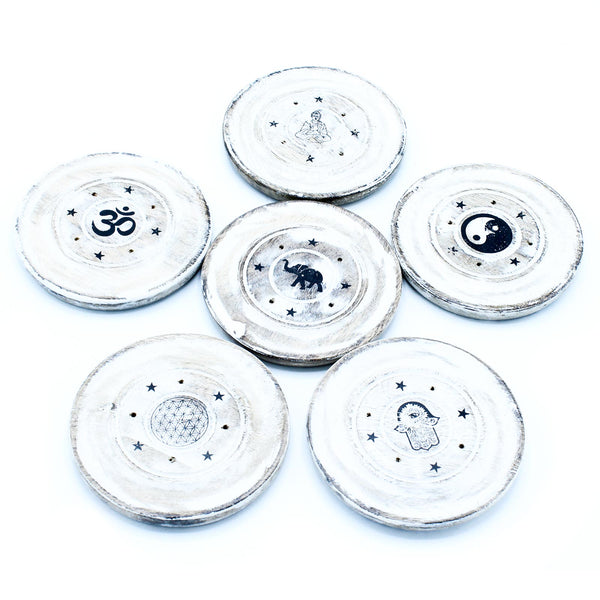 White wash Räucherstäbchenhalter - Kegel und Räucherscheibe